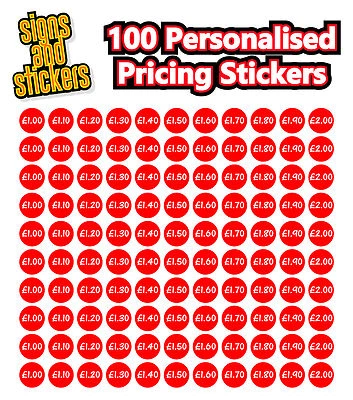 Personalised Pricing Stickers - Ice cream vans, catering, 10 colours, any prices