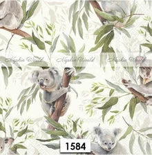 (1584) TWO Paper LUNCHEON Decoupage Art Craft Napkins - KOALA BEARS TROPICAL