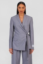 Grey Boyfriend Tied Utlity Blazer Size 12