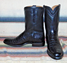 Mens Rujo The Ranger Black Caiman Belly / Leather Cowboy Boots 11.5 D New in Box