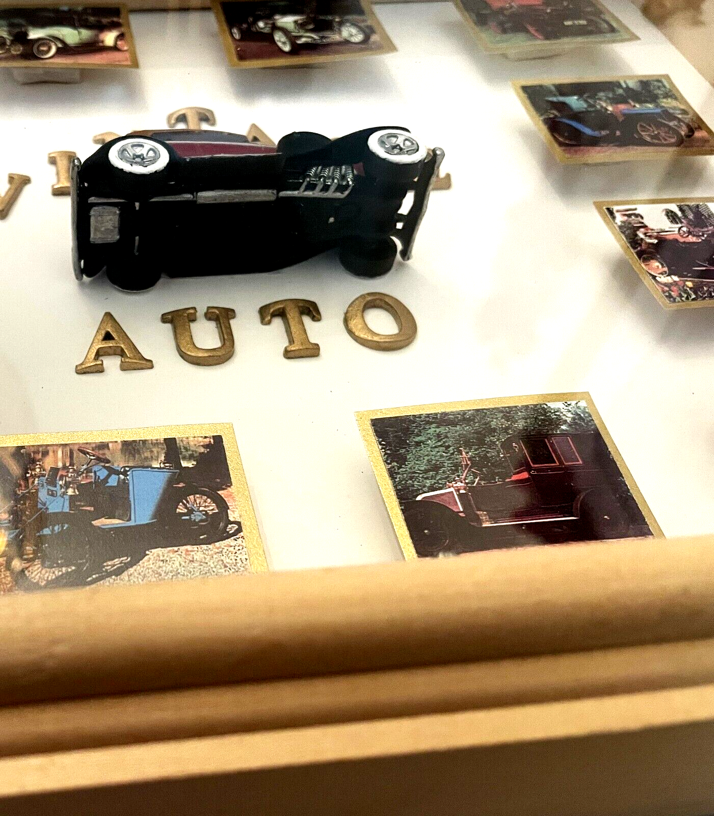 Vintage Auto Shadow Box Metal Red Car w/Vintage Auto Photos Wall ...