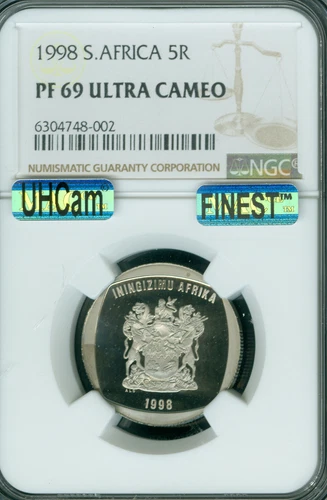 1998 SOUTH AFRICA 5 RAND NGC PF69 MAC UHCam FINEST SPOTLESS 3,051 minted *