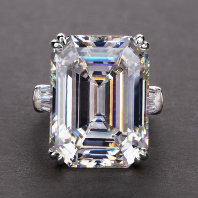 Large Rectangular Zircon Ring Women Marriage Engagement Ring 925 Silver Filled