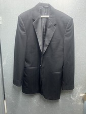 Vintage Mens Tuxedo Blazer Size 42L/1990s Black Wool  Satin Lapel Suit Coat