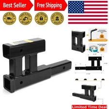 Heavy-Duty Dual Hitch Extension - Alloy Steel, 10-12 Inch Adjustable Range