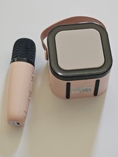 KINGLUCKY Portable Bluetooth Karaoke Speaker w Wireless Mic Pink USB TF AUX