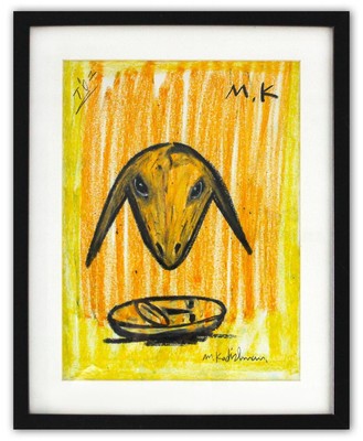 Menashe Kadishman- Pastel on Paper ''Untitled''
