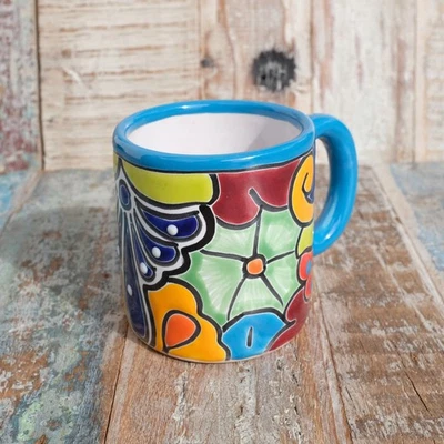 Mexican Talavera Mug Bright Blue - Image 1 of 2