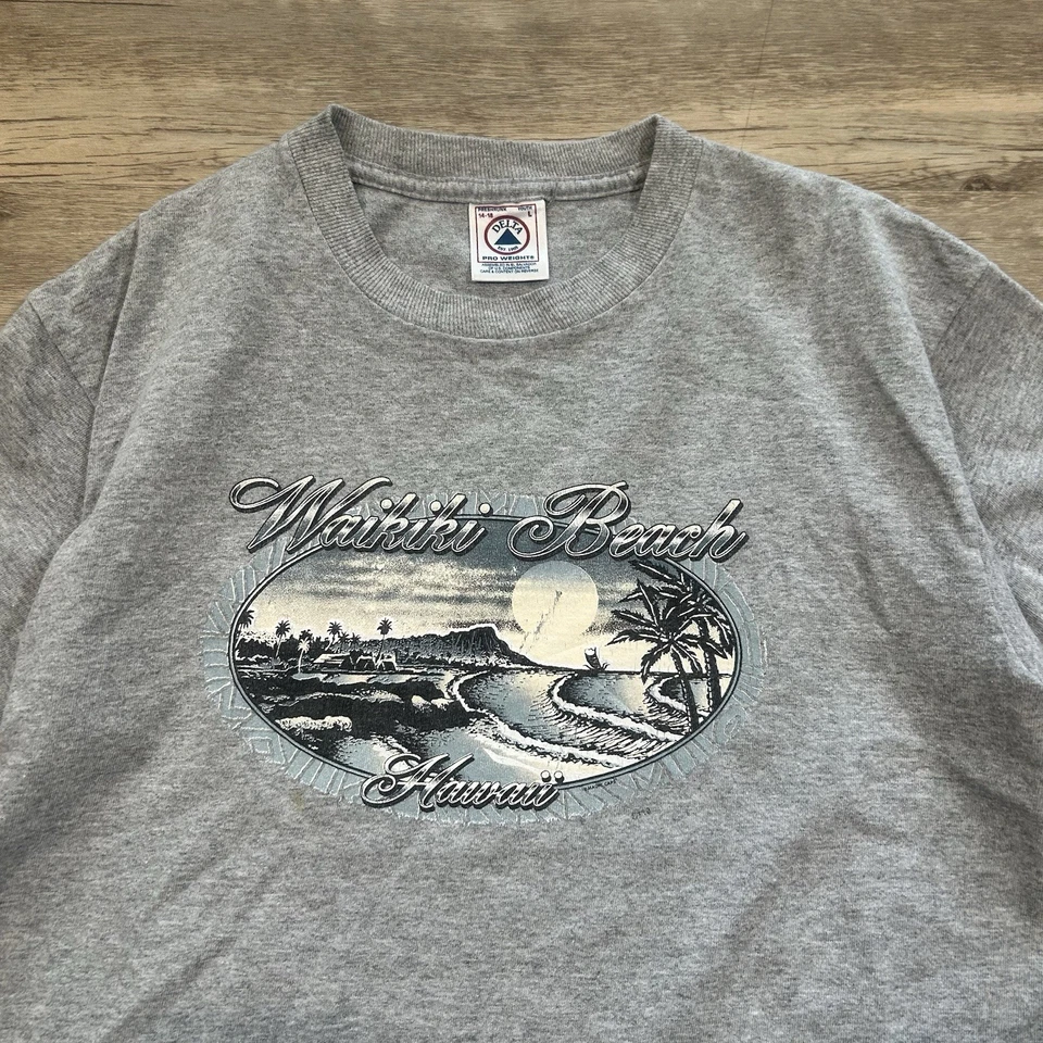 Camiseta De Colección Años 90 Waikiki Beach Hawaii Delta Pro Peso Talla Juvenil L Foto 2 de 4