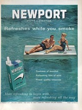 1962 Newport Cigarettes Original Vintage Advertisement Couple Float Print Ad