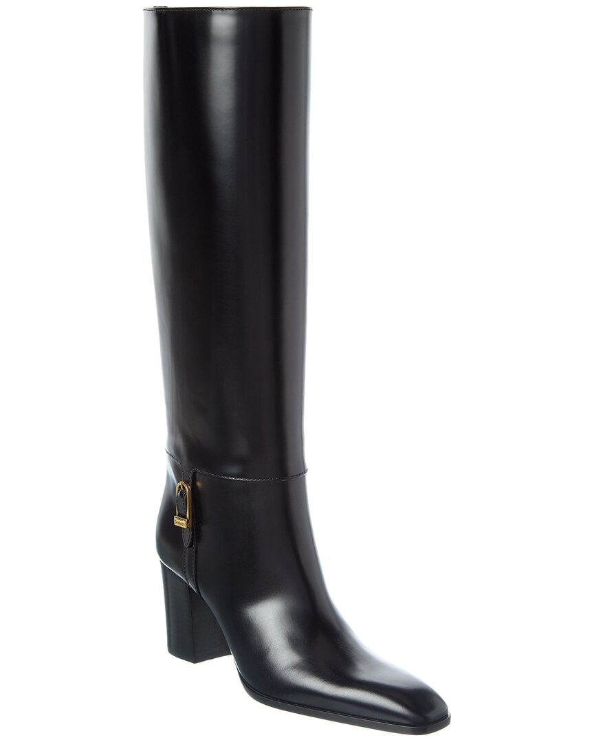 Saint Laurent Julia 70 Leather Knee-High Boot Women's  38.5
