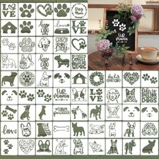 65pcs Reusable Dog Stencils for Painting on 3 inches x 3 inches, off white