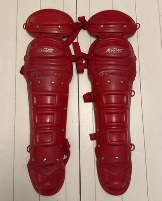 All-Star LG20W-S 16.5'' Adult Baseball Catcher's Leg Guards Red