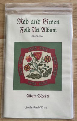 RED AND GREEN FOLK ART ALBUM Block Of The Month Pattern Block 9