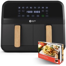 BALTER Heißluftfritteuse Doppelkammer Friteuse Heißluft Fritteuse 8L, Black, BW 