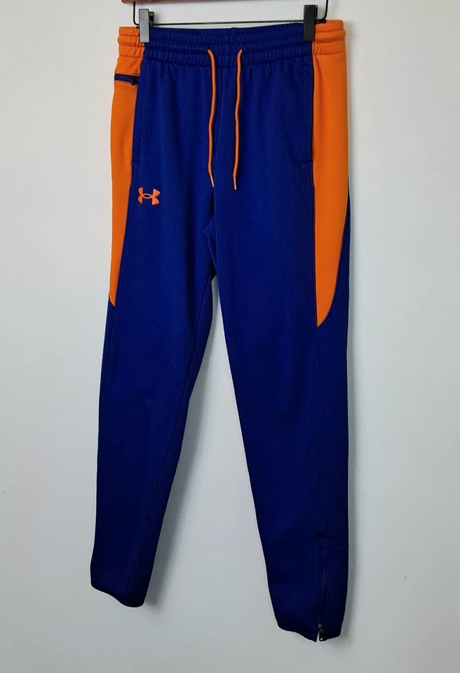 Under Armour Cold Gear Joggers Size Youth XL Blue Orange Fleece Lined Bottoms - Image 2 of 4