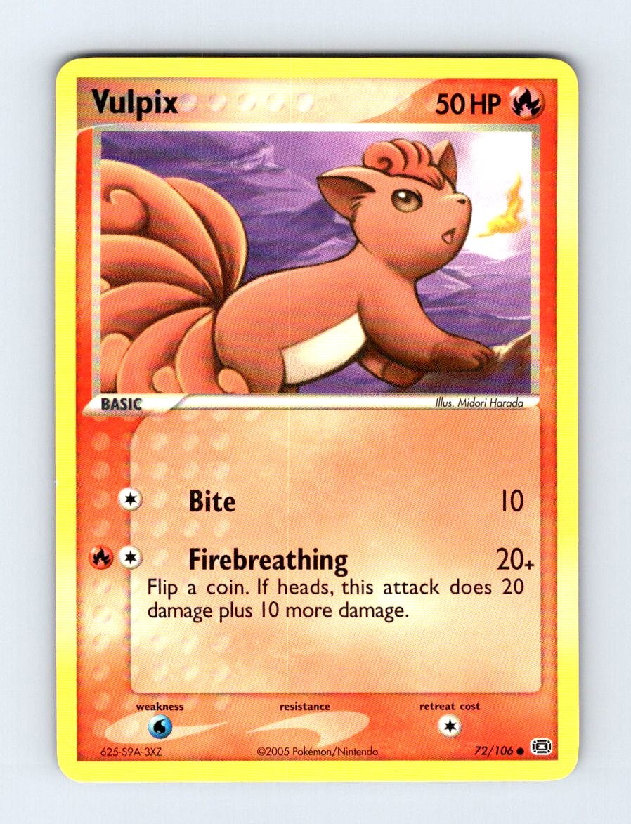 Vulpix 72/106 Common Emerald Pokemon Card Moderately Played