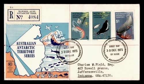 DR WHO 1973 AUSTRALIAN ANTARCTIC TERRITORY FDC SEA CREATURE $1 MAWSON M76570