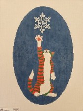 Ruth Schmuff CHRISTMAS CAT 18-siatka Ręcznie malowane płótno igłowe 10"x13" #38