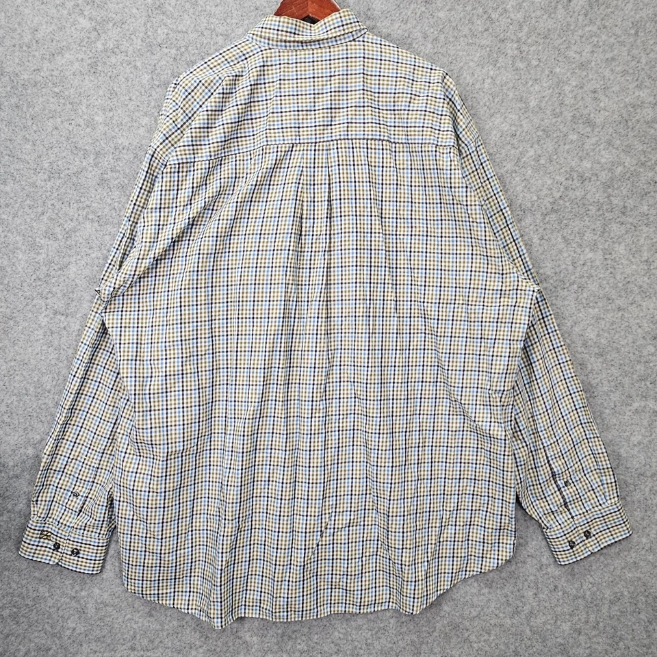 CUTTER and BUCK Button Down Shirt Mens 3XL Tall Blue Green Gingham Dad Work Big - Image 3 of 4