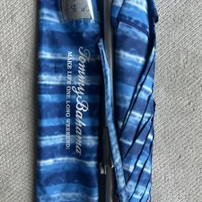 Tommy Bahama 7 ft Sun Blocking Beach Umbrella Blue Stripe UPF 100+ New