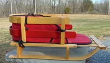 Vintage L.L. Bean Kids Child 30" Large Wood Pull Sled with Cushion Pad