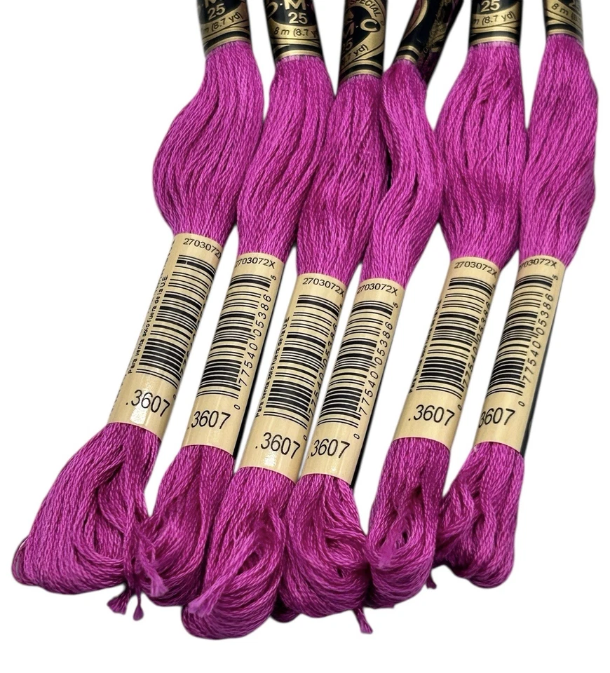 13 Skeins DMC Cotton Embroidery Floss Light Plum 3607 France 8.7y Each NEW - Image 2 of 4