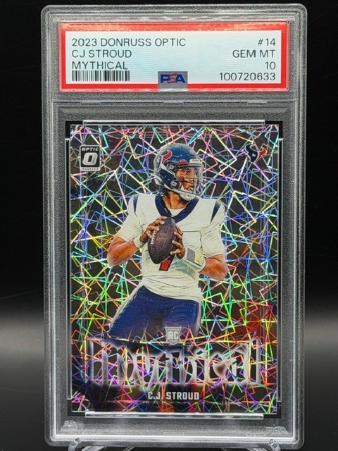 CJ Stroud (RC) 2023 Donruss Optic Mythical #14 ~ Lazer Prizm ~ PSA GEM MT 10