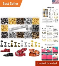 240PCS DIY Leather Craft Rivet Double Cap Kit w/ 3PCS Setting Tools- 3 sizes