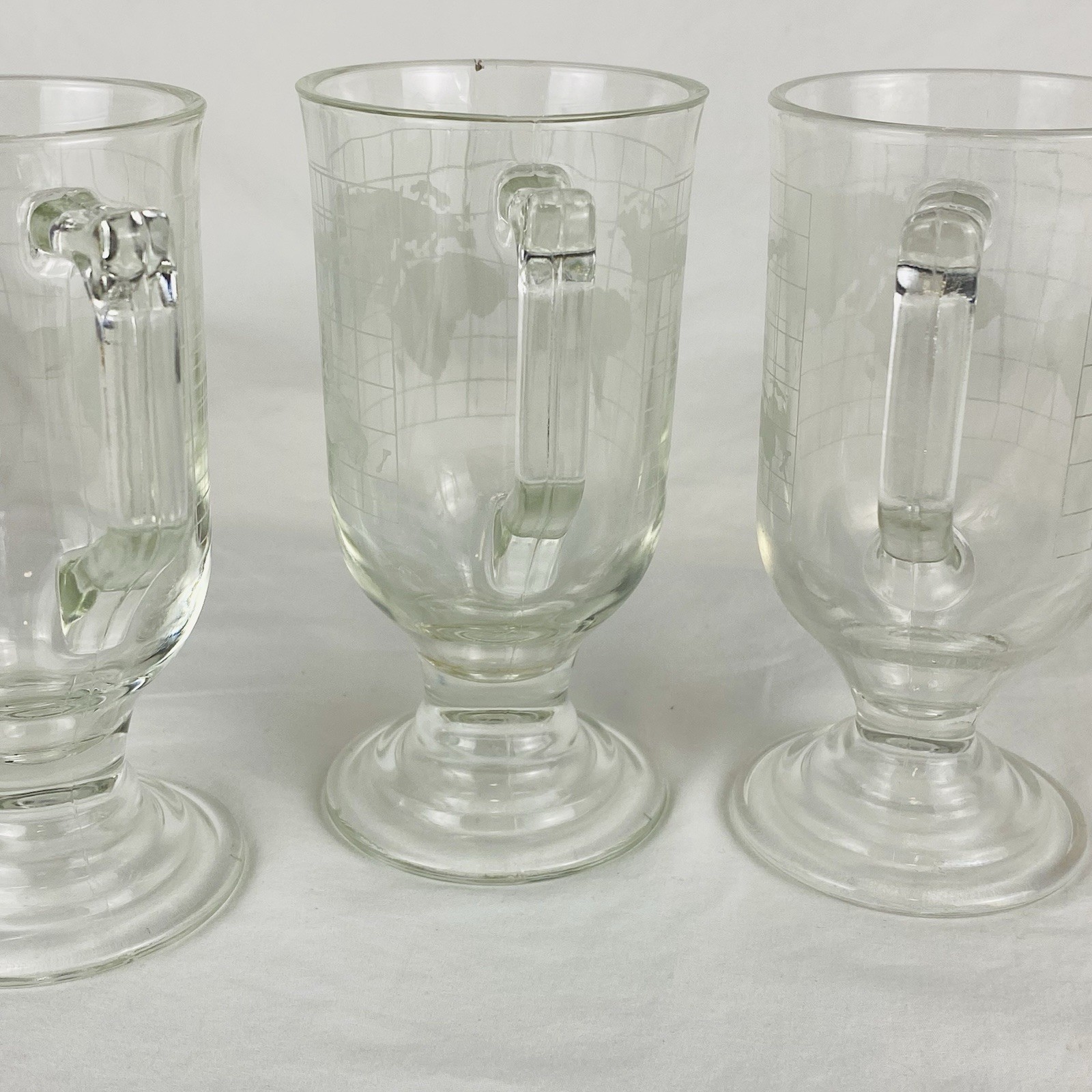 3 Vintage Nestle Nescafe "Around The World" Irish Coffee Glass Mugs 1970s