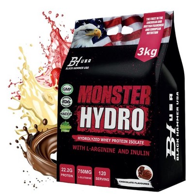 Monster Hydro Whey Protein Isolate 3kg Chocolate High Protein | Black Hammer USA
