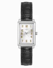 LIMIT 1912 Men’s Rectangular Wristwatch – Silver Case, Black Leather StrapArabic