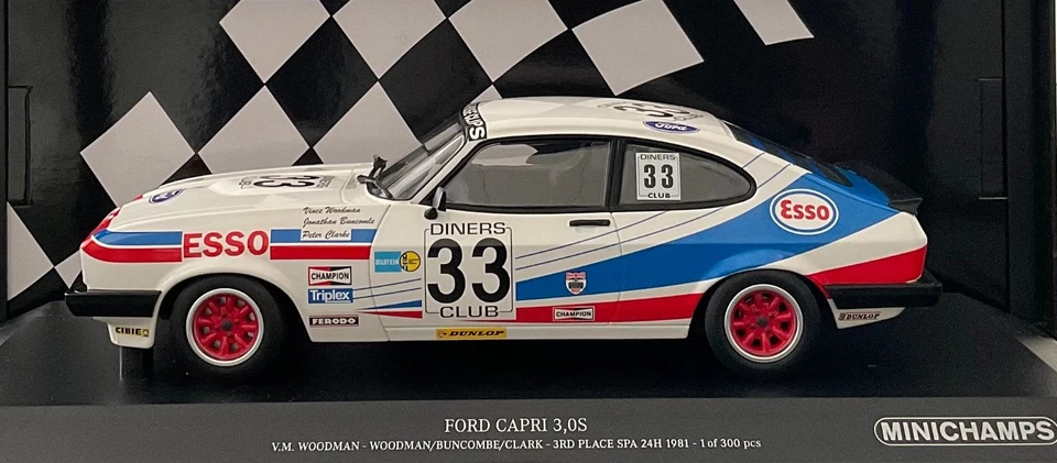 Ford Capri III 3.0 S N 33 24h SPA 1981 1/18 Minichamps - Immagine 3 di 4
