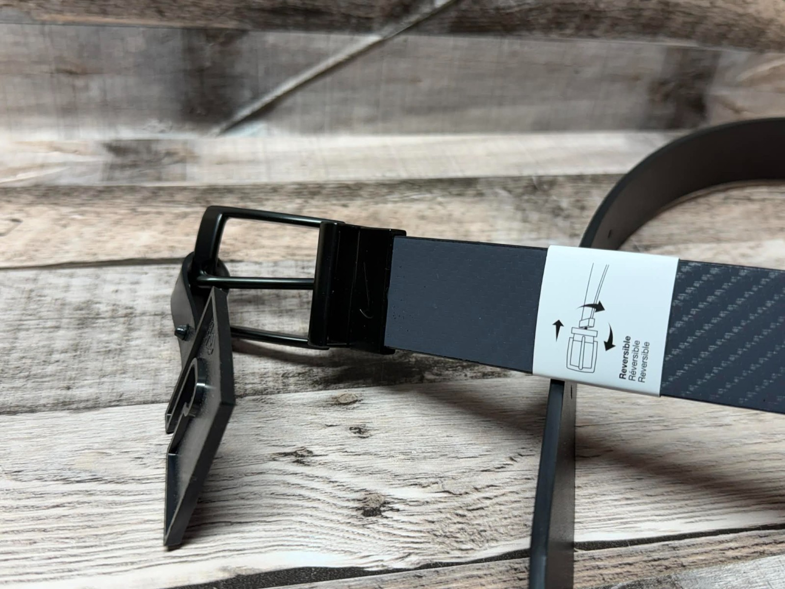 Nike Carbon Fiber Textured Reversible Belt Black Size 36 thumbnail 3