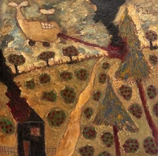 David Tinsley (1951) Painting Baked Apples Pennsylvania PA Outsider Vintage Odd