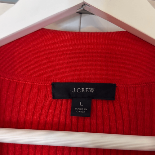 J.Crew red silk blend ribbed collared blouse large - Picture 4 of 9