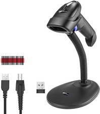 NetumScan 1D Wireless Barcode Scanner with Stand, 2-in-1 2.4G Cordless  USB ...