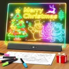 LED Note Board with Colors, Rechargeable 17-Inch Doodle Glow 9-Mode Light up Des