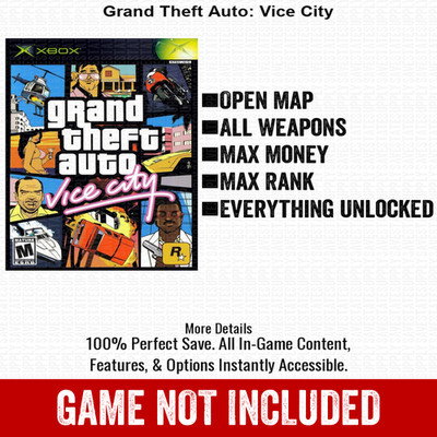 Grand Theft Auto: Vice City 100% Unlocked All Items Xbox USB Save File