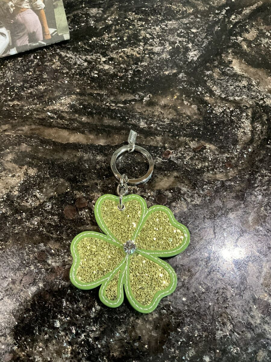 Coach Vintage Four Leaf Clover Jeweled Key fob KeyChain Bag Coach Vintage Four Leaf Clover Jeweled Key fob KeyChain Bag