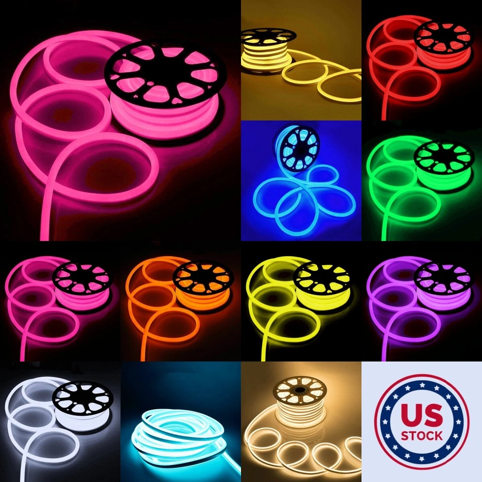 33ft DC12V LED Neon Rope Lights Strip Waterproof for Home Bar Sign Decor Outdoor - Image 2 of 4