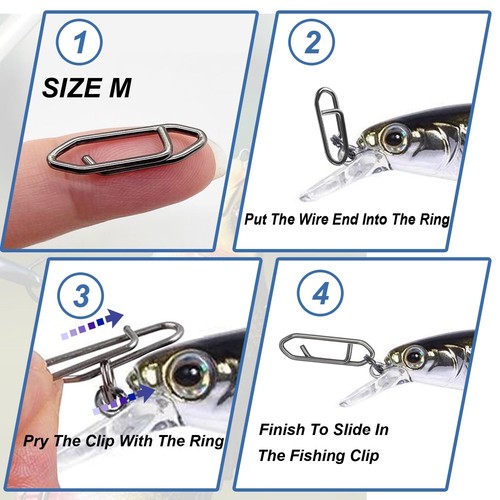Fishing Power Clips, 200pcs Fishing Speed Clips for Fishing Lure Quick Change, - Picture 5 of 7