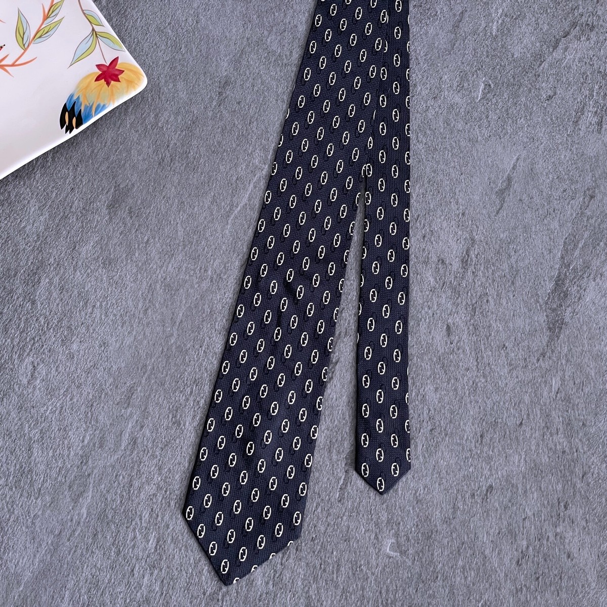 FENDI Cravatte navy blue silk tie with logo Made in Italy | eBay display picture 1