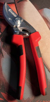 BERGER Gardening Shear #1746 with Multi-Component Handles, Silver/Red, 195 mm