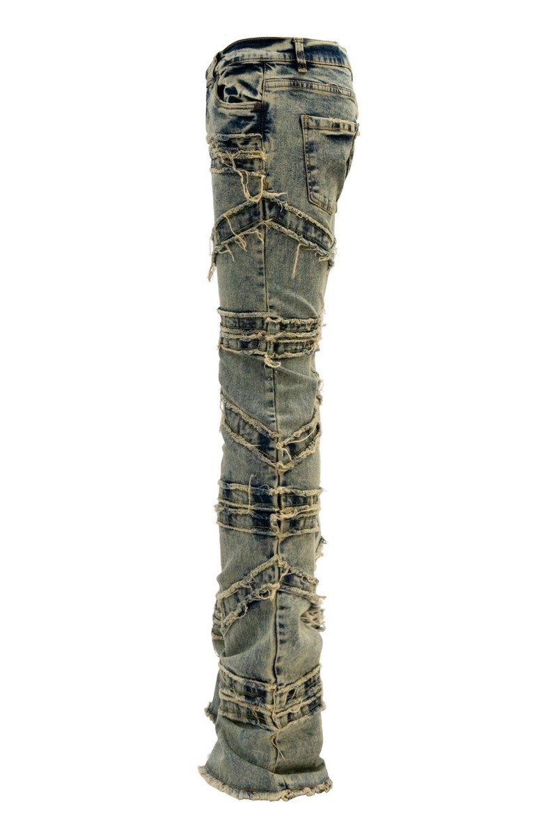 【HI FI FNK】Carry Handle Denim FWRD DENIM Men's Stacked Crossover Raw Edge Comfortable