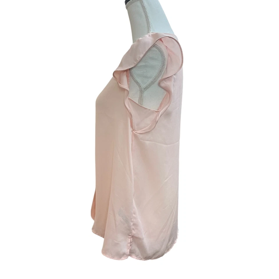 Blusa Top Forever 21 Mujer Rosa Claro Mediana Manga Volantes Cerradura Trasera Foto 2 de 4