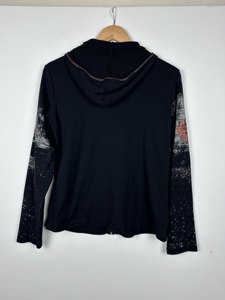 Vanilla Sugar Full Zip Hoodie Sweatshirt Black Y2K Floral