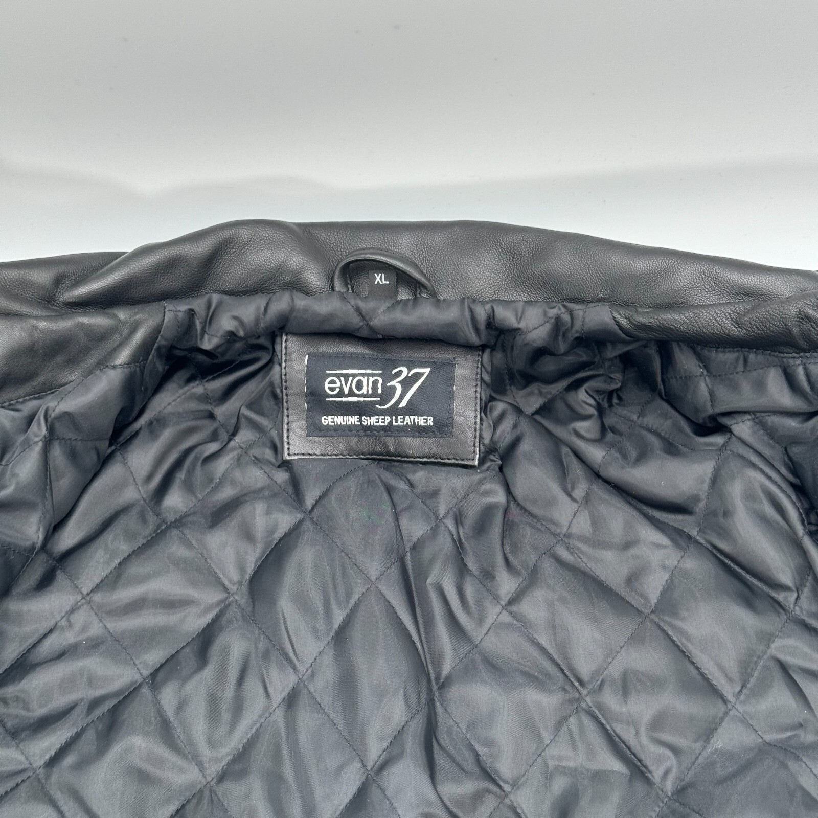 Evan37 Mens Genuine Sheep Black Leather Zip Jacket Motorcycle