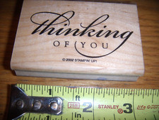 NEW STAMPIN-UP WOOD STAMPS 2002 THINKING OF YOU CURSIVE WRITTING USA MADE