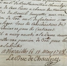 Chaulnes accorde des pensions aux chevau-légers de la garde du Roi